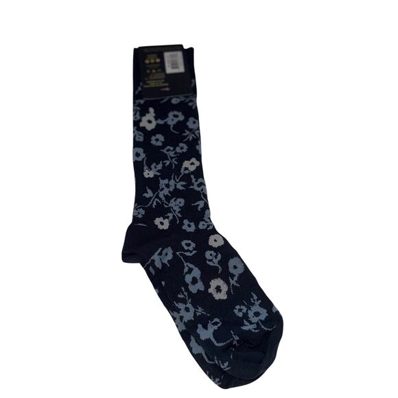 Dead Soxy NWT Men’s Socks Size 9–13 Floral Pattern Crew Dress Socks Navy - Picture 1 of 7